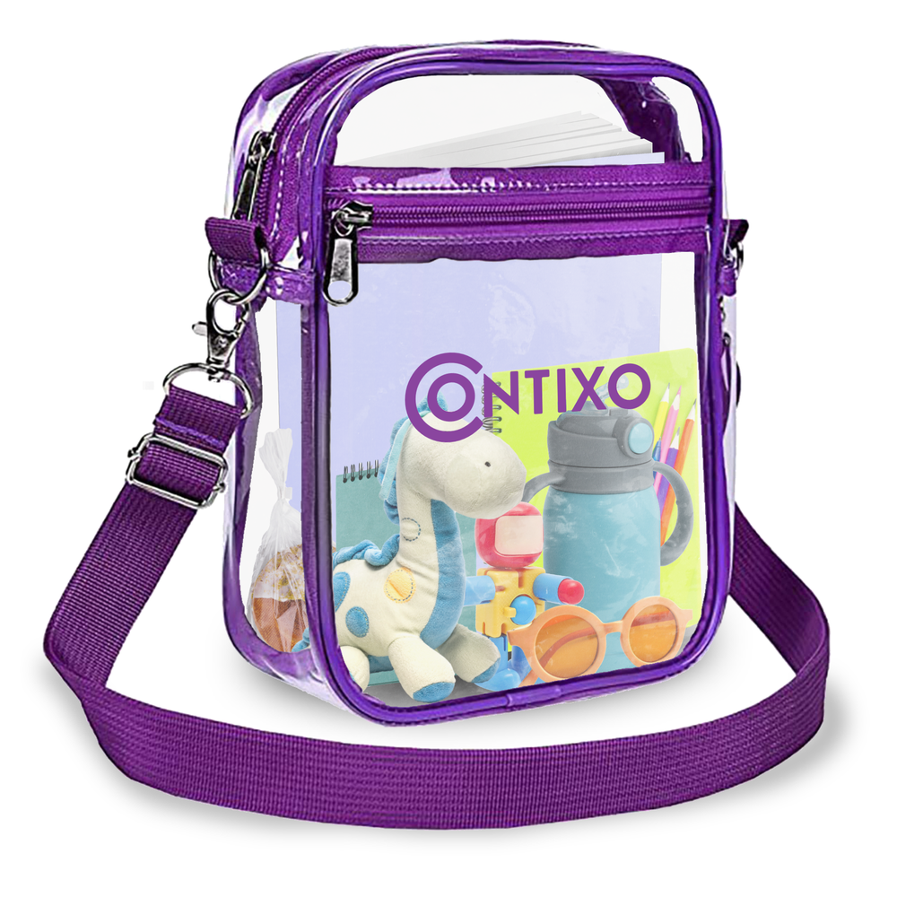 Contixo 10" Kids Tablet Clear Backpack - Stadium Approved Over the Shoulder Bag, Purple