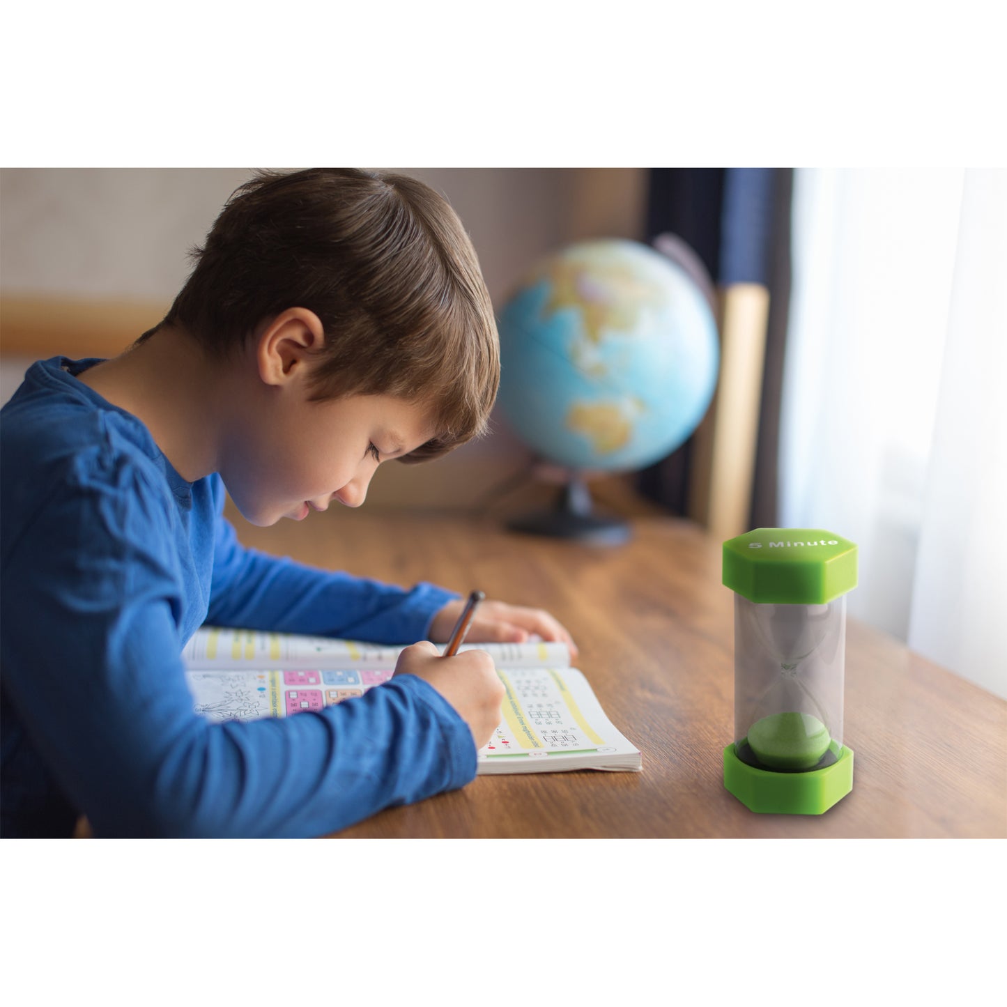 Teacher Created Resources 5-Minute Sand Timer - Large, Lime Green Sand, Pack of 2