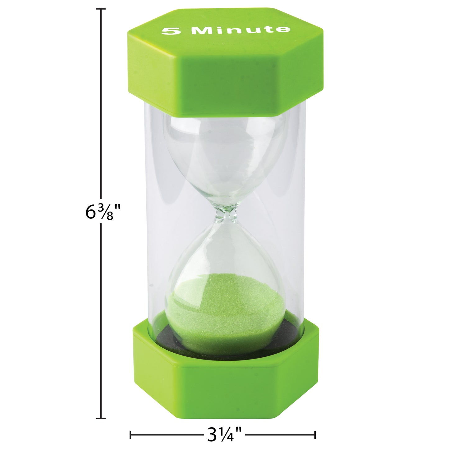 Teacher Created Resources 5-Minute Sand Timer - Large, Lime Green Sand, Pack of 2