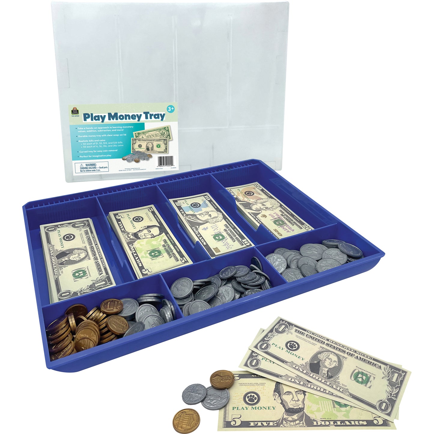 Teacher Created Resources Play Money Tray - Interactive Learning Set