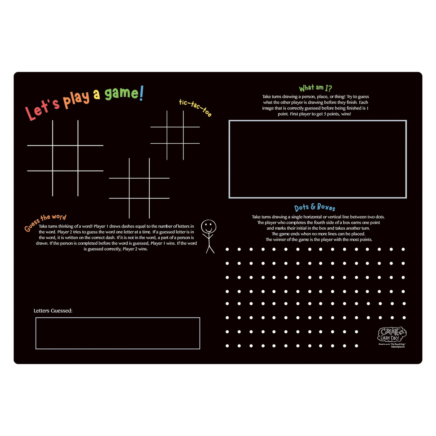 The Pencil Grip Activity Playmat - Interactive Drawing Games - Pack of  6