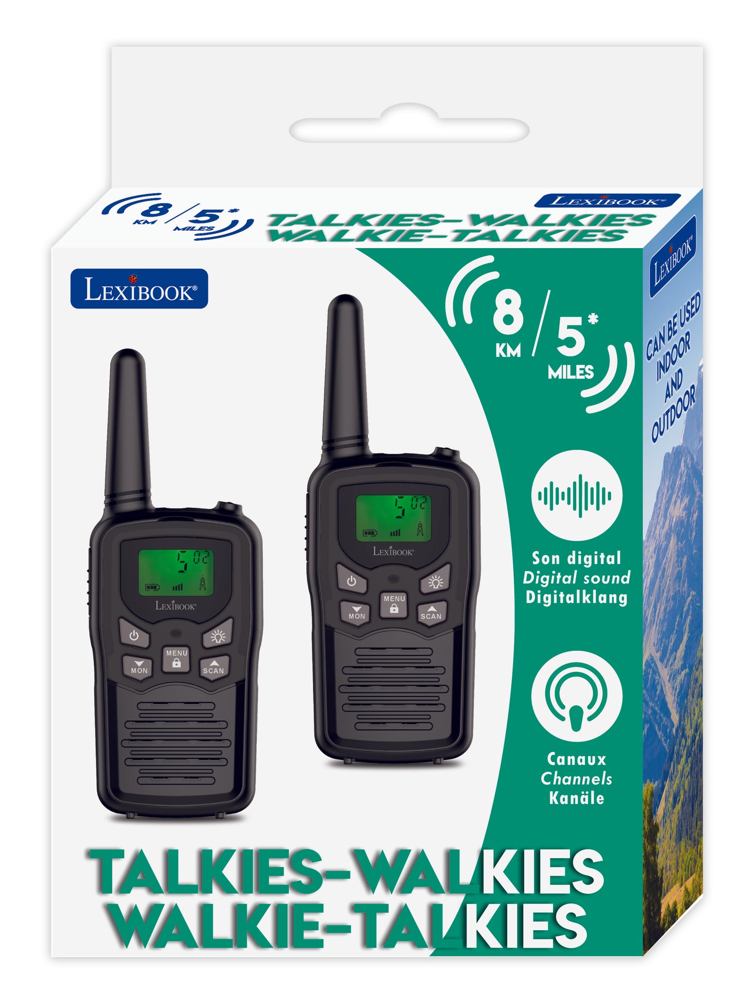 Lexibook Long-Range Digital Walkie Talkies with Flashlight - Outdoor Adventure Set