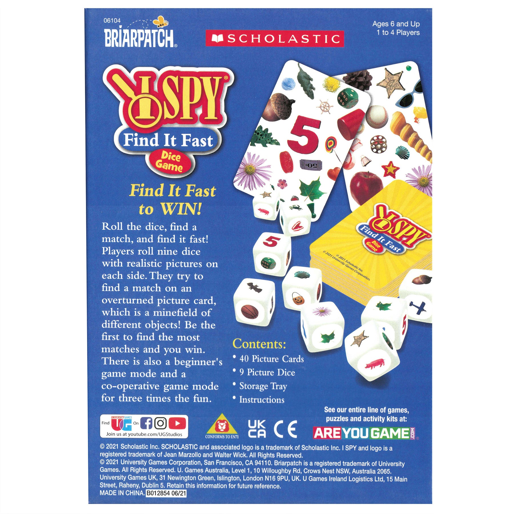 Briarpatch Scholastic I SPY Find It Fast Dice Game