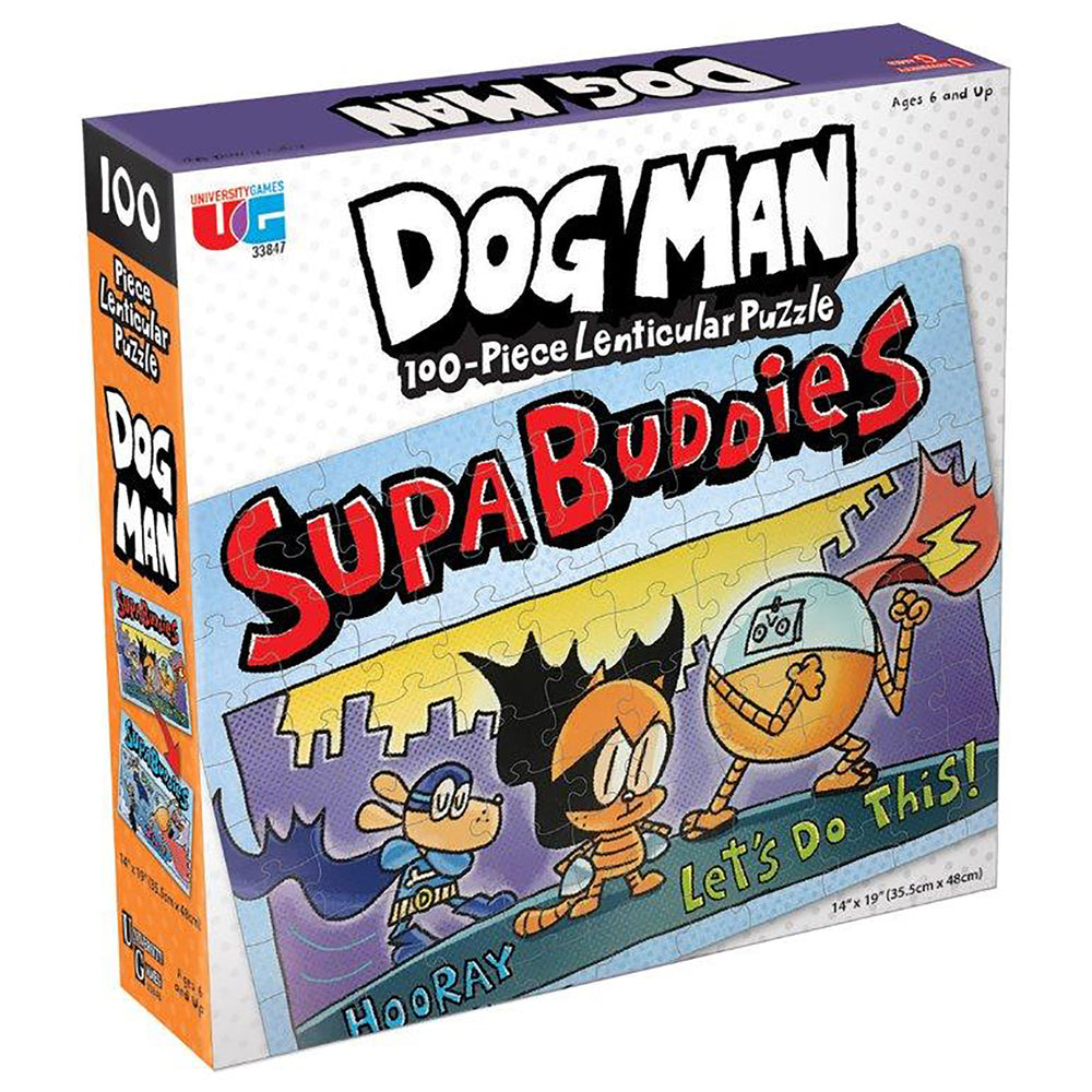 University Games Dog Man Supa Buddies Lenticular Puzzle - 2-in-1, 100 pc