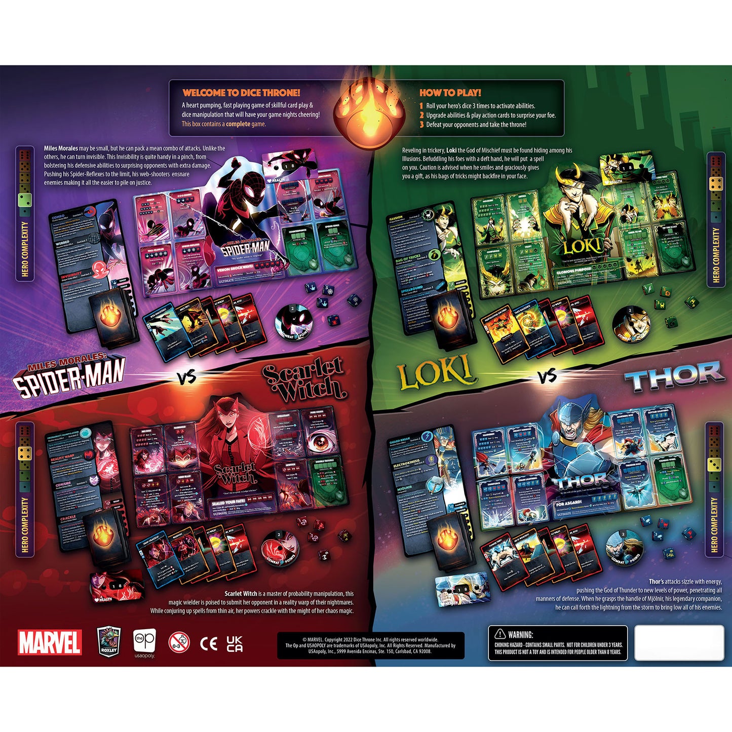 Marvel Dice Throne: Scarlet Witch, Thor, Loki, Spider-Man Board Game