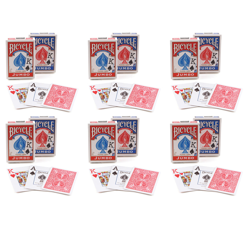 Bicycle Jumbo Index Playing Cards, 6 Colorful Decks