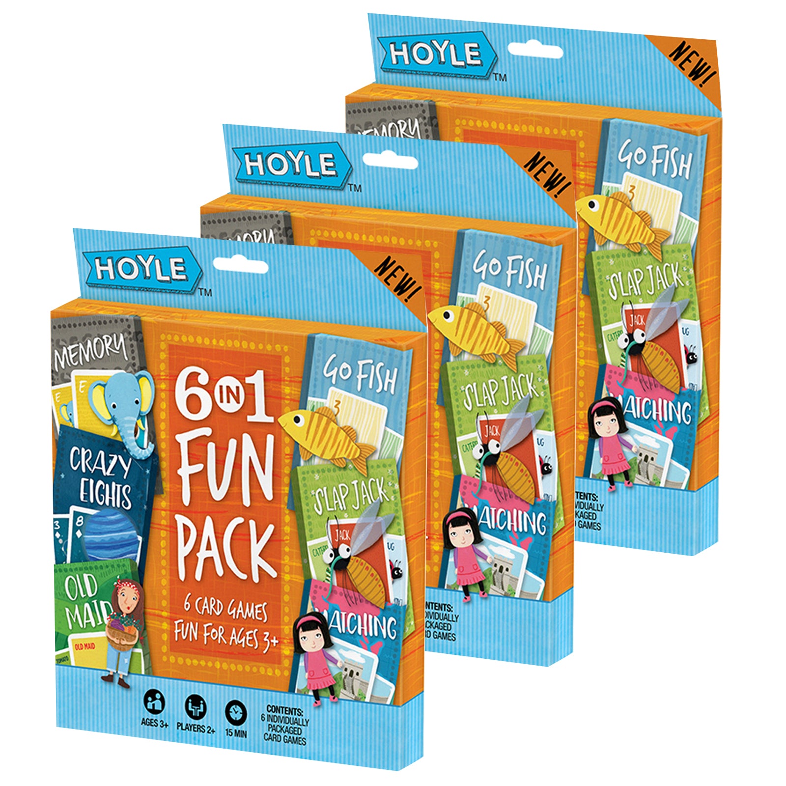 Hoyle 6-in-1 Fun Pack Classic Children's Card Games, 18-Game Mega Set