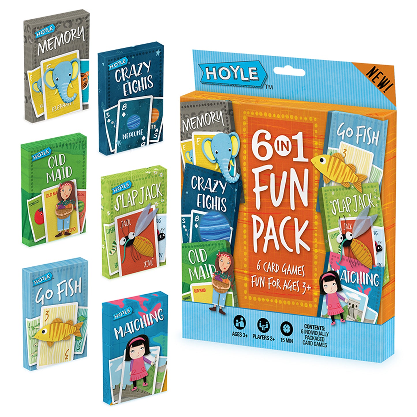 Hoyle 6-in-1 Fun Pack Classic Children's Card Games, 18-Game Mega Set