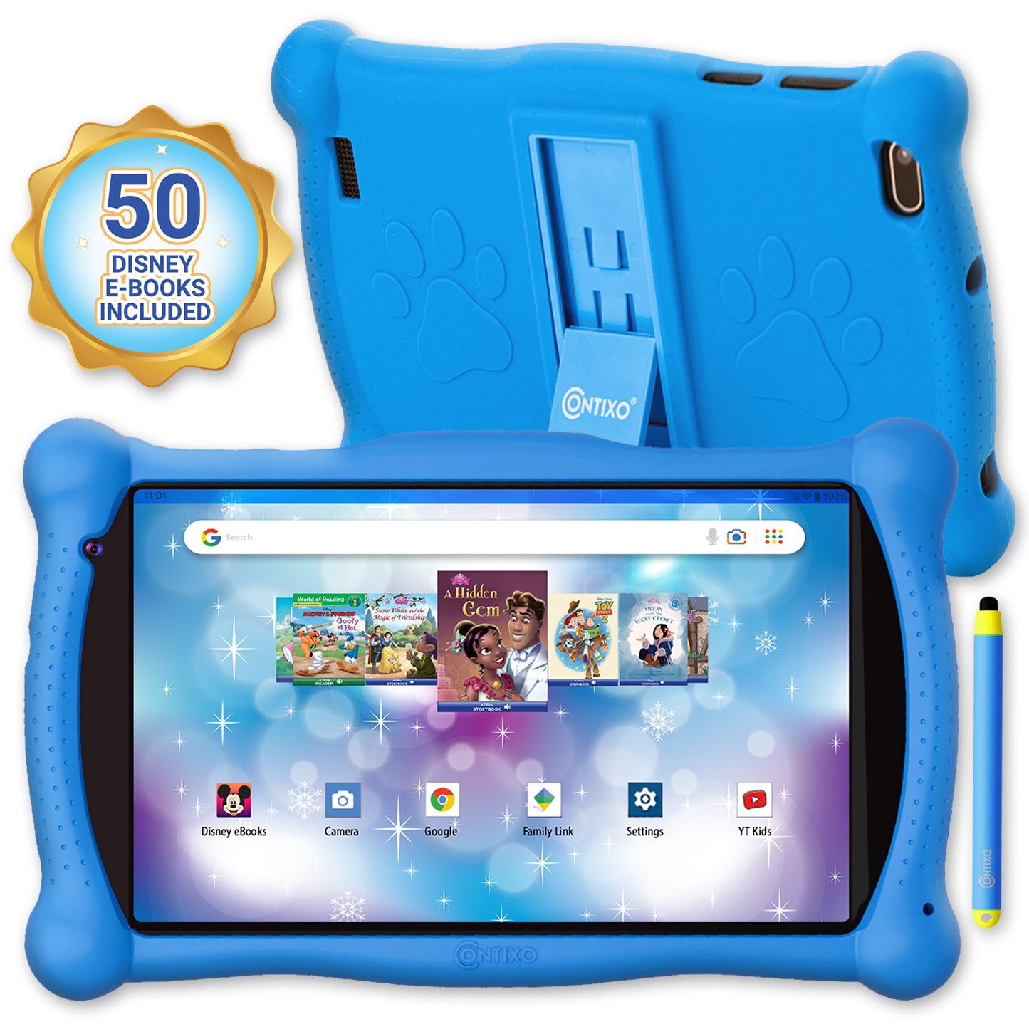 Contixo V10 Kids 7" Bluetooth Tablet with 50 Disney E-Books - Blue