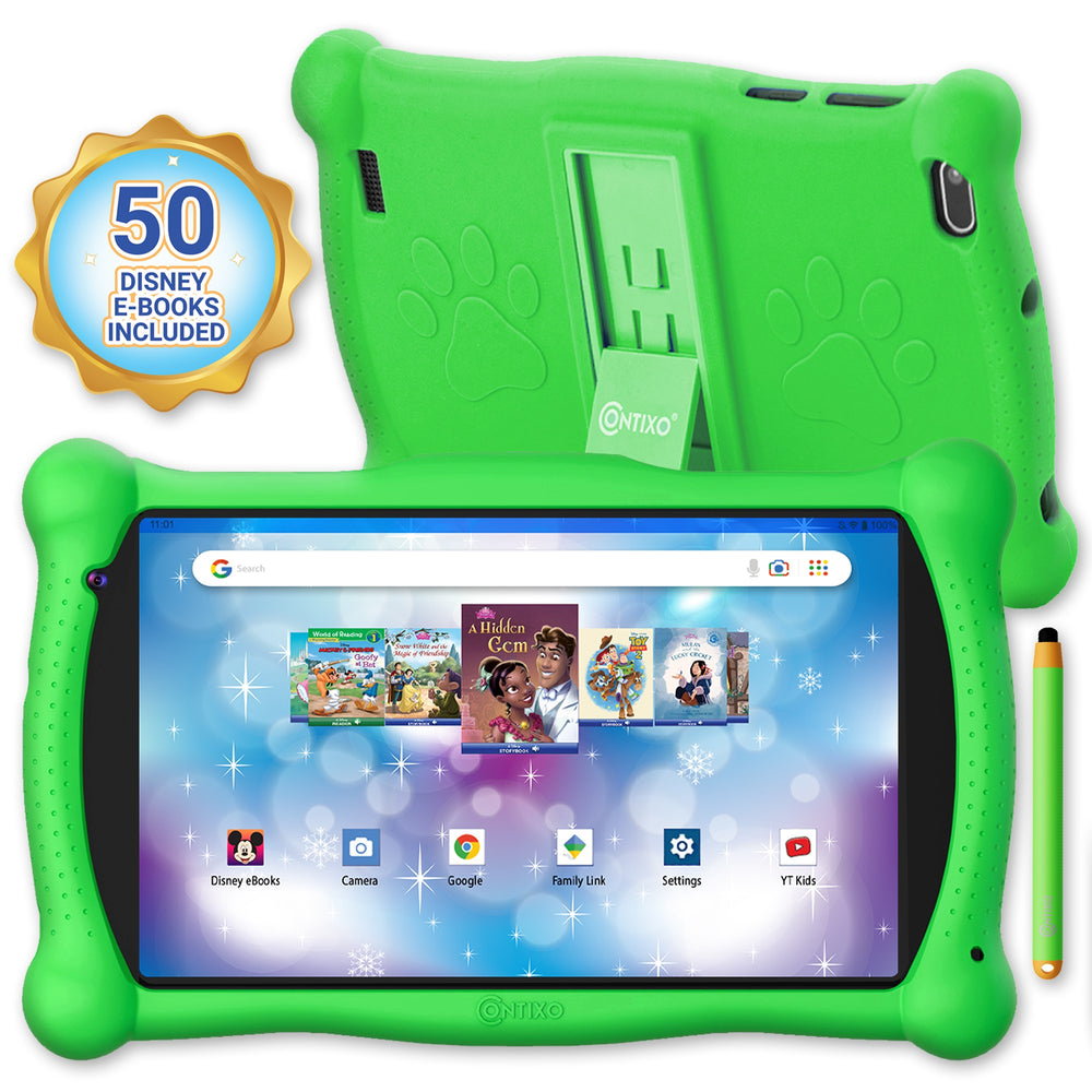 Contixo V10 Kids 7" Bluetooth Tablet with 50 Disney E-Books - Green