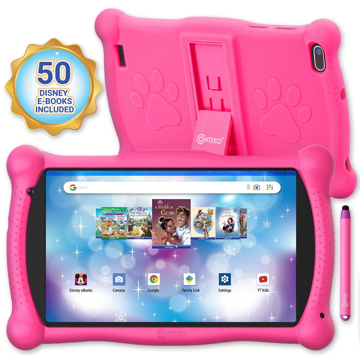 Contixo V10 Kids 7" Bluetooth Tablet with 50 Disney E-Books - Pink