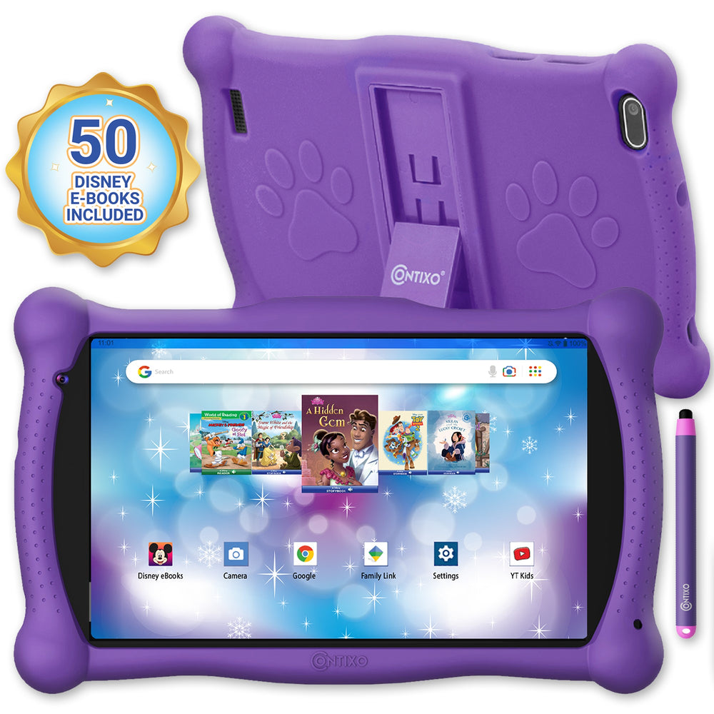 Contixo V10 Kids 7" Bluetooth Tablet with 50 Disney E-books - Purple