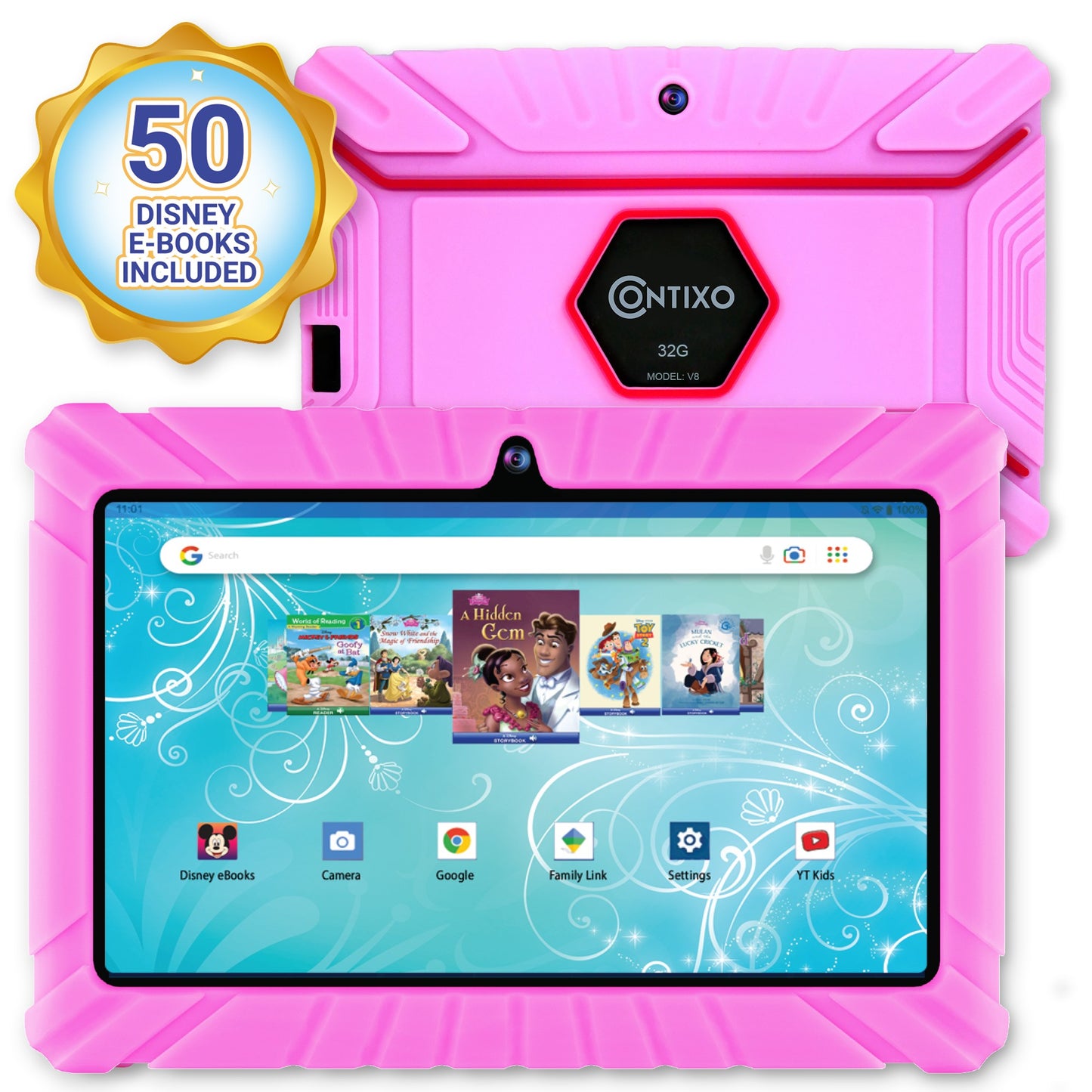 Contixo V8-2 Kids 7" Tablet with Disney eBooks, 32GB - Pink