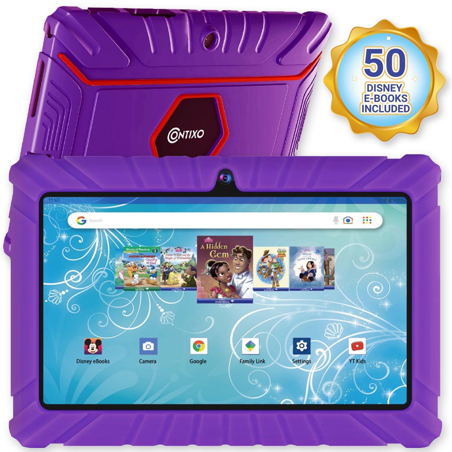 Contixo V8-2 Kids 7" Tablet with Disney eBooks, 32GB, Purple - Ages 3-10