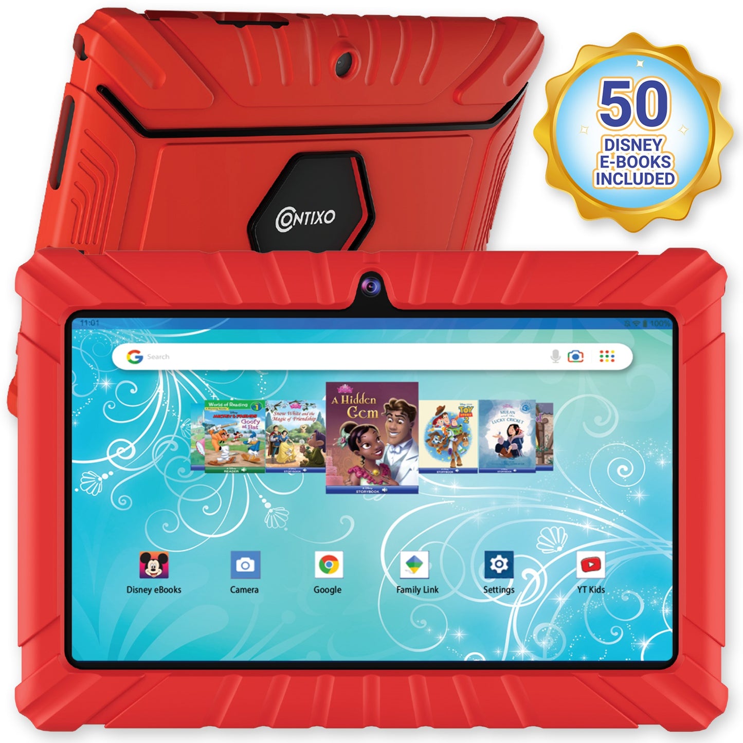 Contixo V8-2 Kids 7" Tablet with Disney eBooks - 32GB, Red