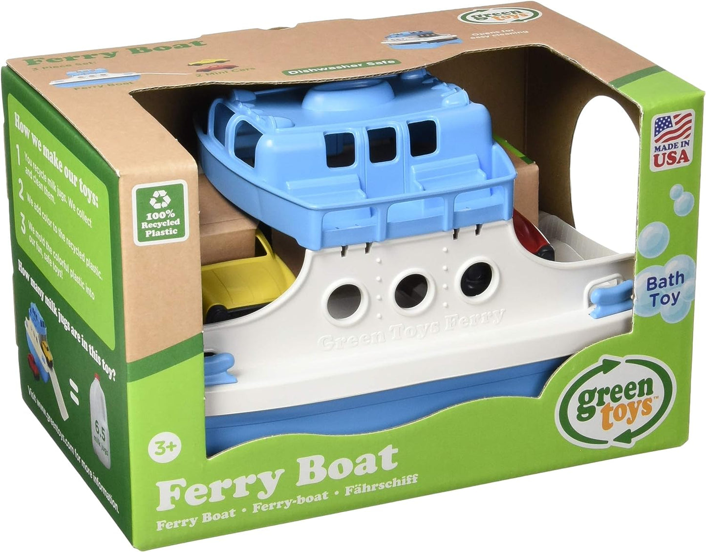 Green Toys Eco-Friendly Ferry Boat with 2 Mini Cars - 100% Recycled Plastic