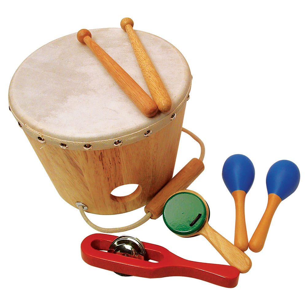 Sounds Like Fun! Wooden Shake Rattle and Drum Set