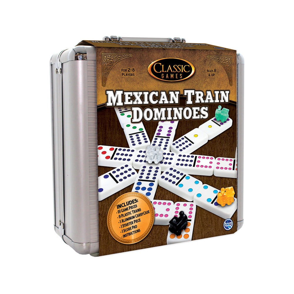 Mexican Train Dominoes with Aluminum Carrying Case