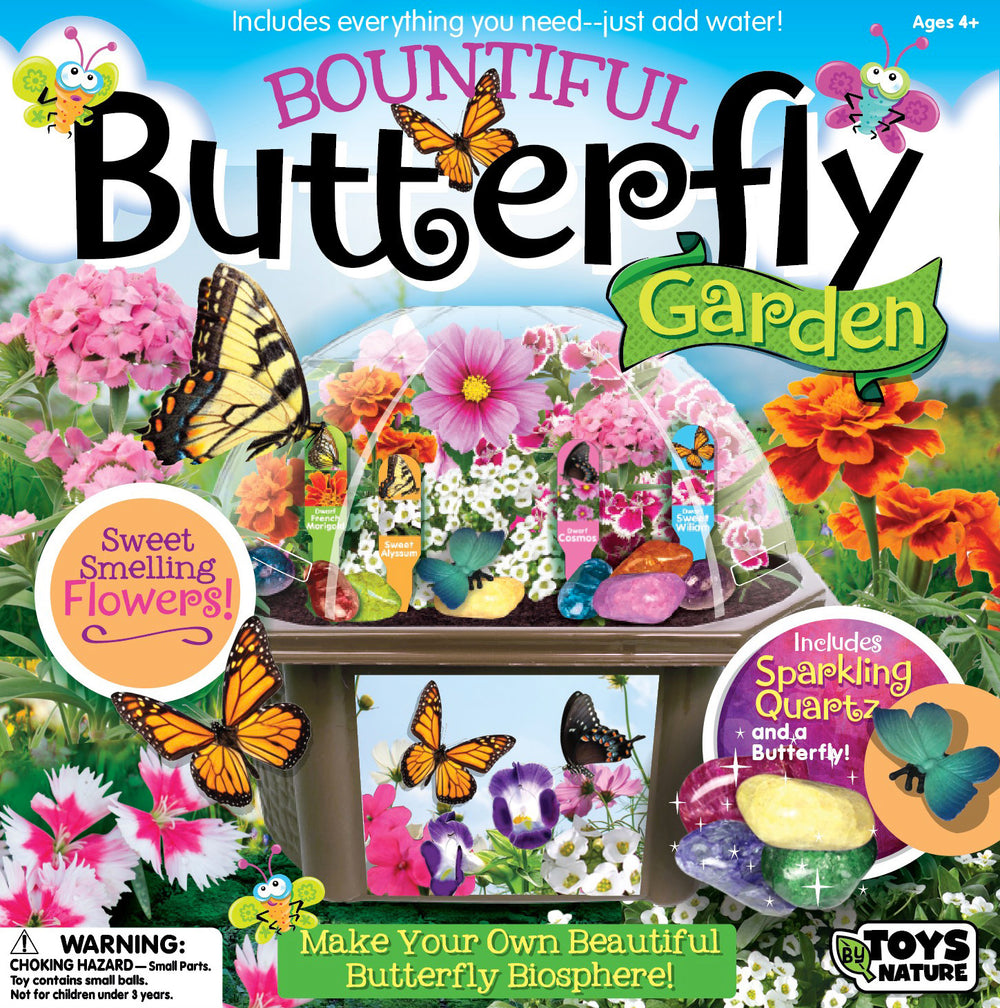 Bountiful Butterfly Garden Terrarium Kit with Colorful Flowers