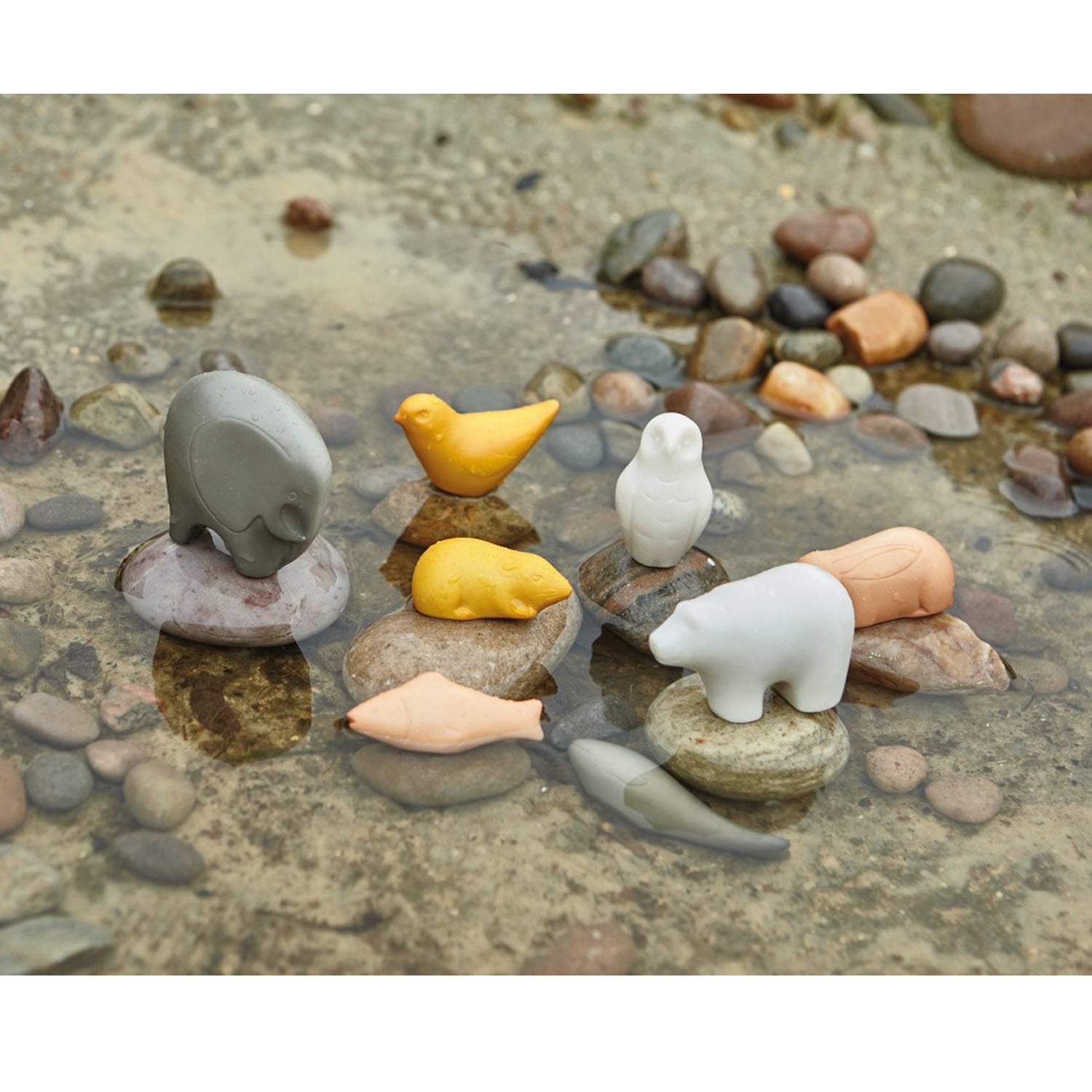 Yellow Door Sensory Play Stones with Animal Shapes, Pack of 8