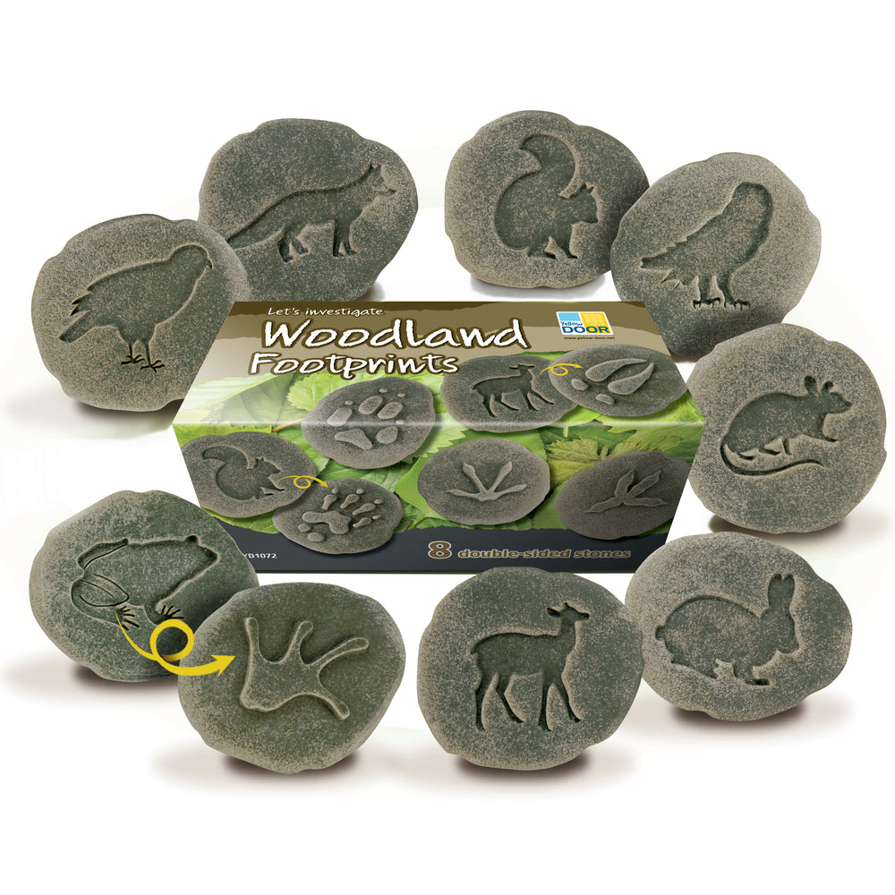 Yellow Door Woodland Footprint Stones - Set of 8 - Forest Animal Tracks