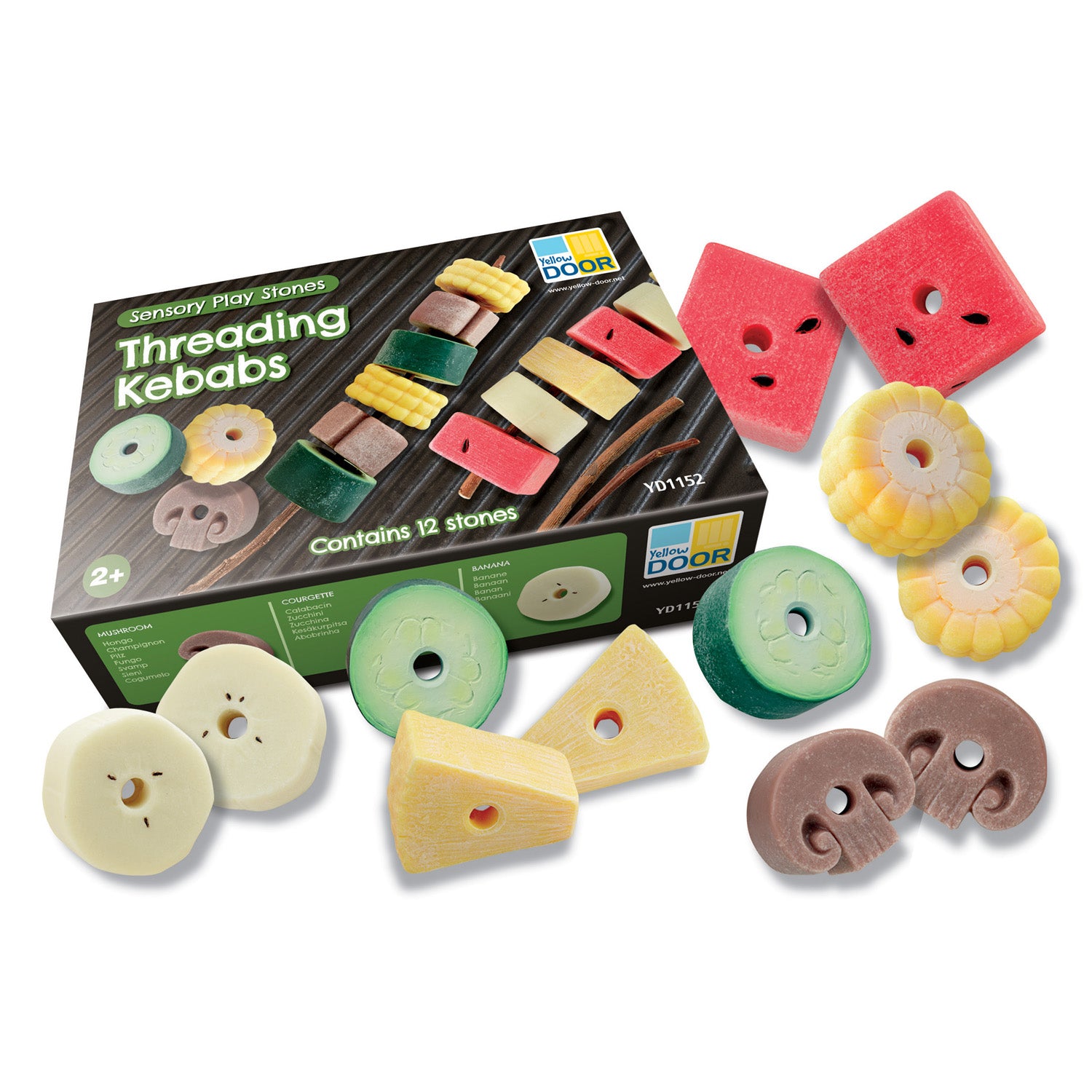 Yellow Door Sensory Play Stones, Threading Kebabs Toy Set