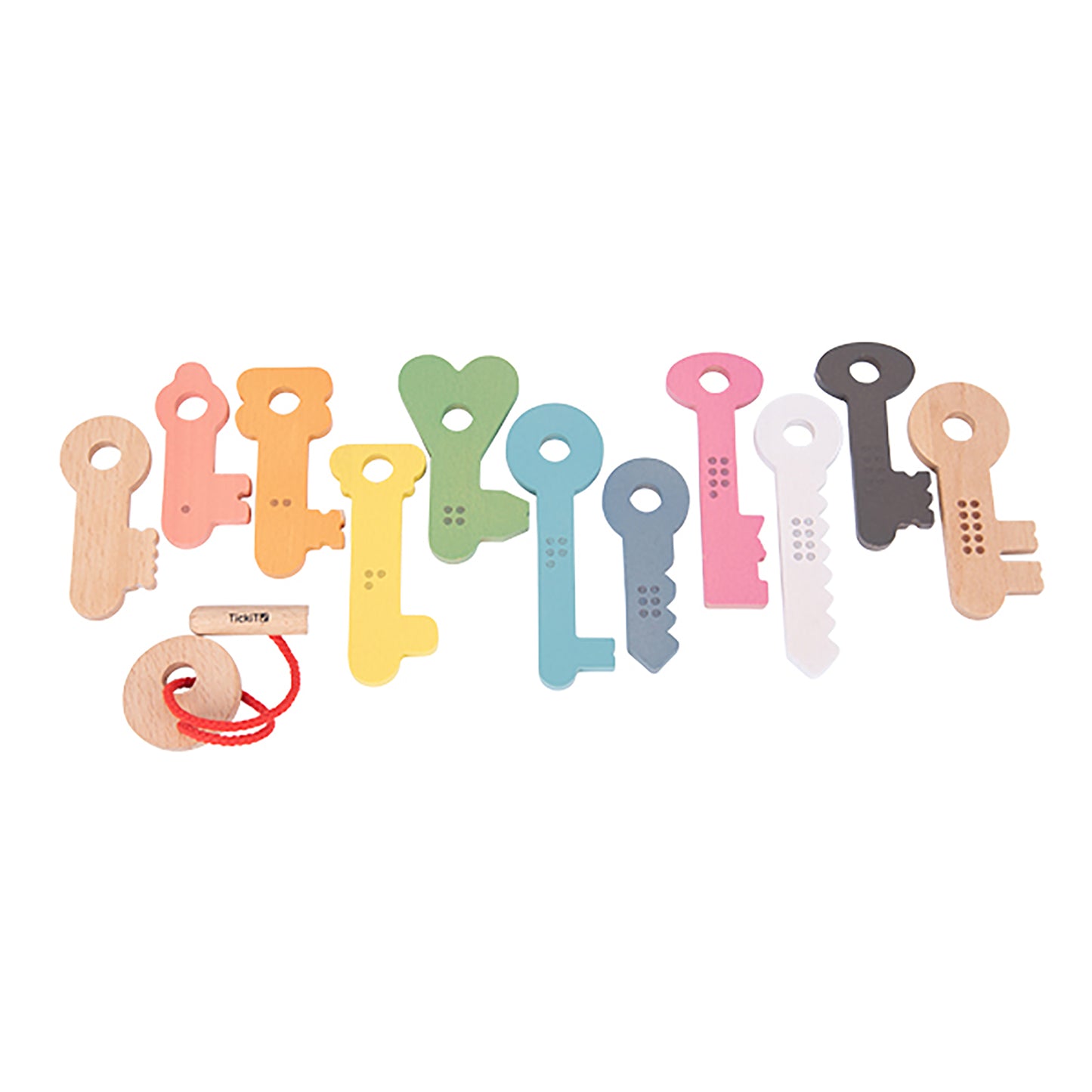 TickiT Rainbow Wooden Keys - 11 Colorful Beechwood Pieces