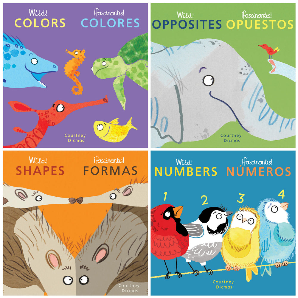 Wild! Concepts Bilingual Board Book Set by Courtney Dicmas, Set of 4