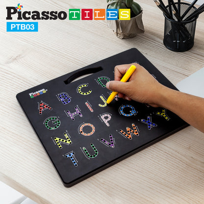 PicassoTiles Alphabet Double-Sided Magnetic Drawing Board - 12" x 10"