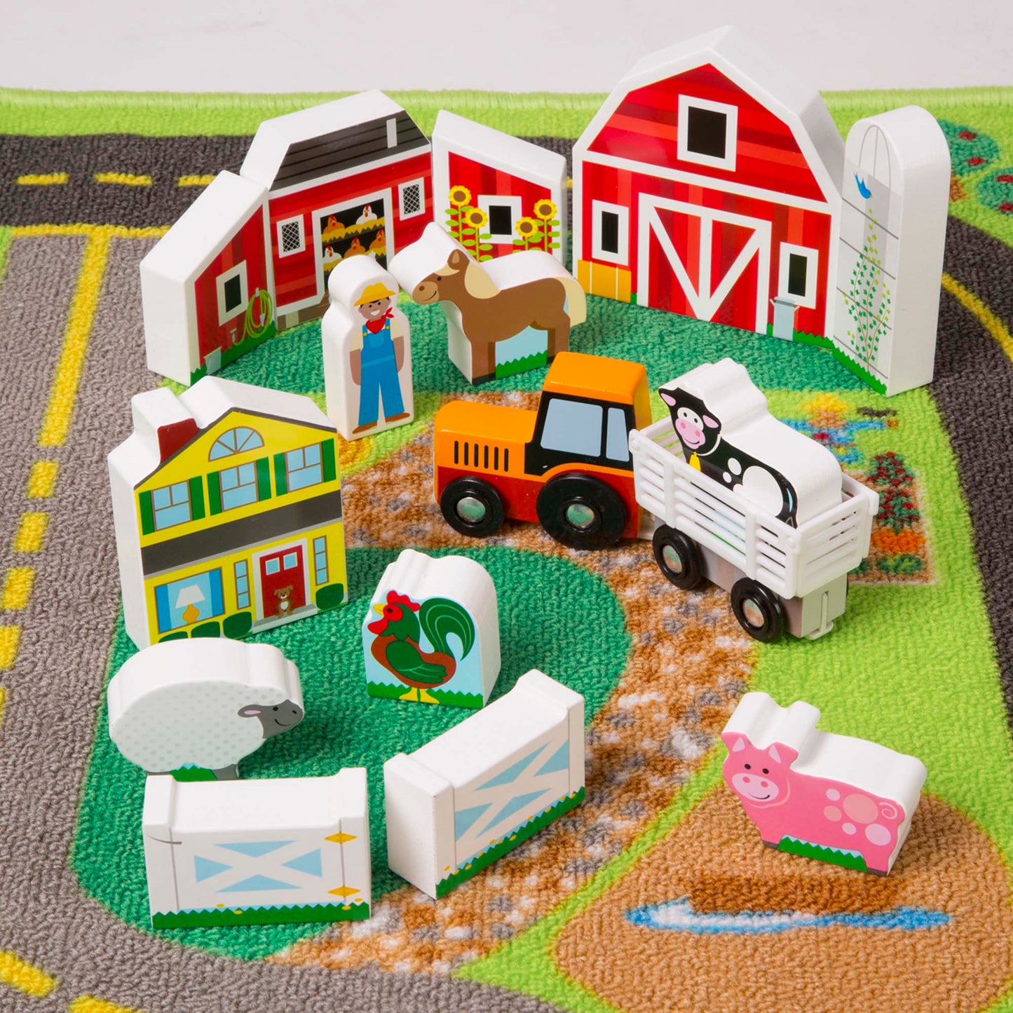 Melissa & Doug Deluxe Road Rug Play Set with Wooden Accessories