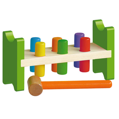 The Original Toy Company - Pound a Peg Classic Bench Toy - Colorful Wooden Pegs