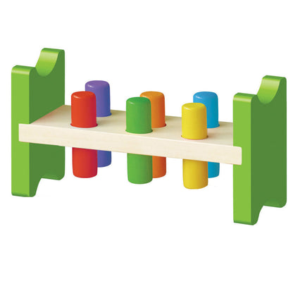 The Original Toy Company - Pound a Peg Classic Bench Toy - Colorful Wooden Pegs