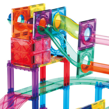 PicassoTiles 108-Piece 2-in-1 Magnetic Marble Run & Racing Track Set