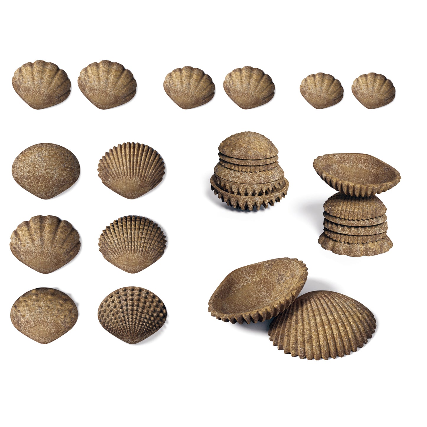 edxeducation Eco-Friendly Tactile Shells - 36 Pieces with 6 Textures in 3 Sizes