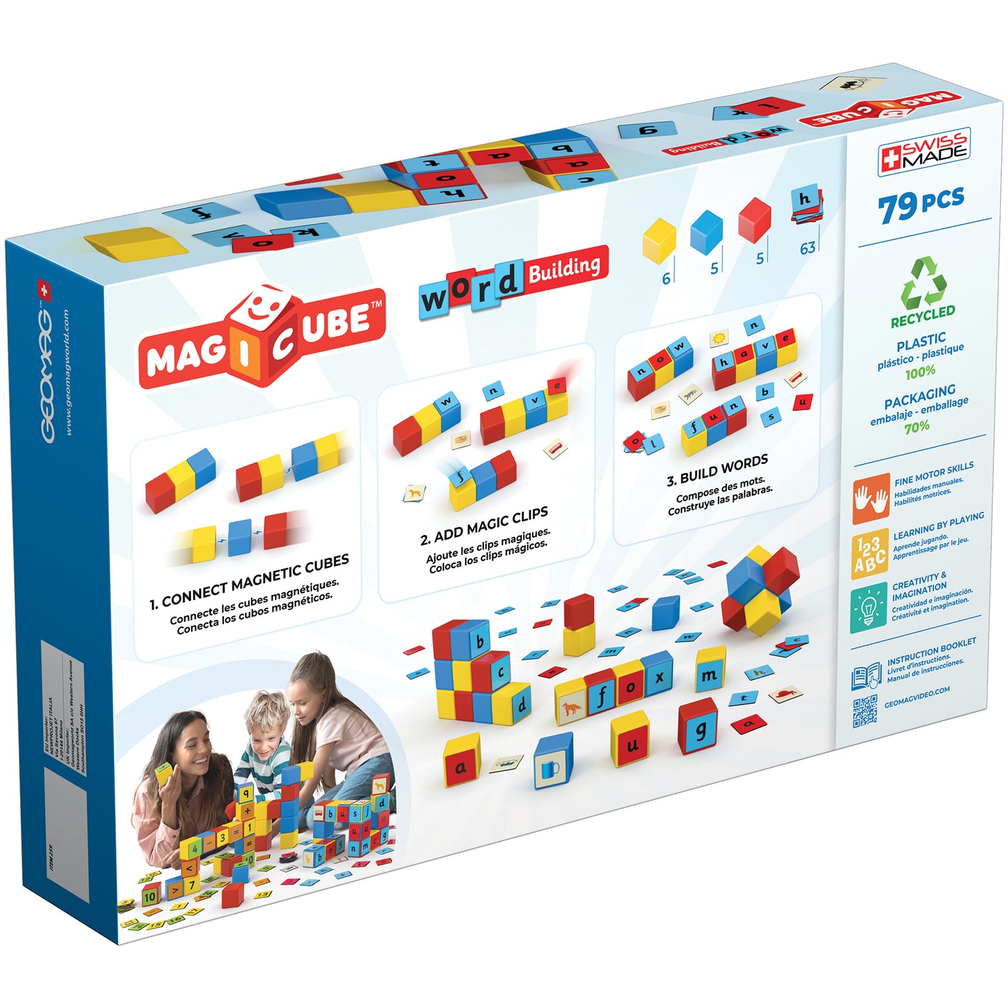 Geomag Magicube 79-Piece Word Building Set - Recycled Materials