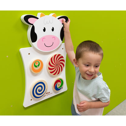 Learning Advantage Cow Activity Wall Panel - Interactive Toddler Play Center - 18m+