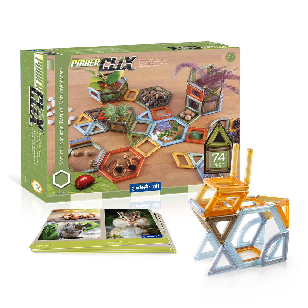 Guidecraft PowerClix Frames 75-Piece Natural Magnetic Building Set