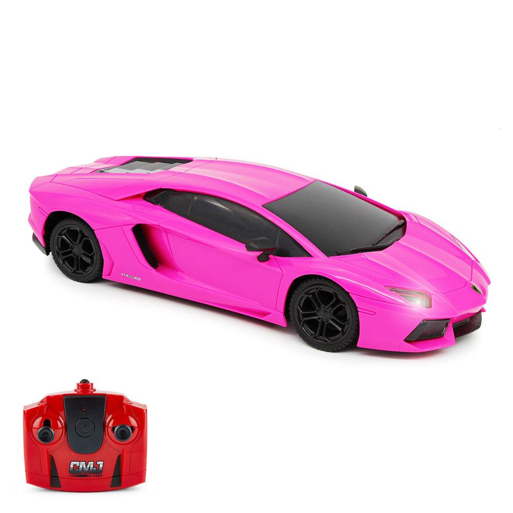 CMJ RC Cars Radio Control Lamborghini LP700-4 - Pink - 1:24 Scale with 2.4GHz and LED Headlights