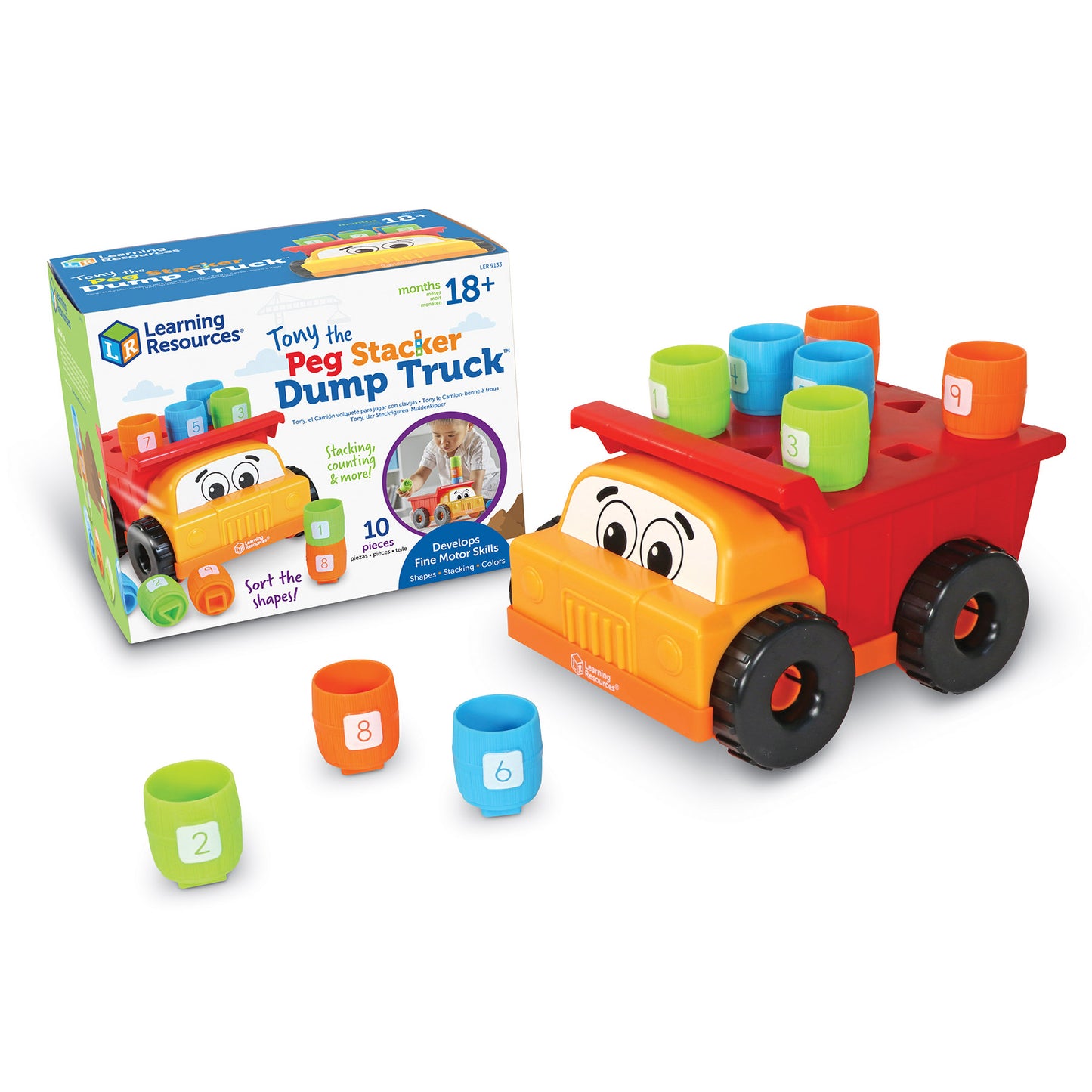 Learning Resources Tony the Peg Stacker Dump Truck - Colorful Educational Toy