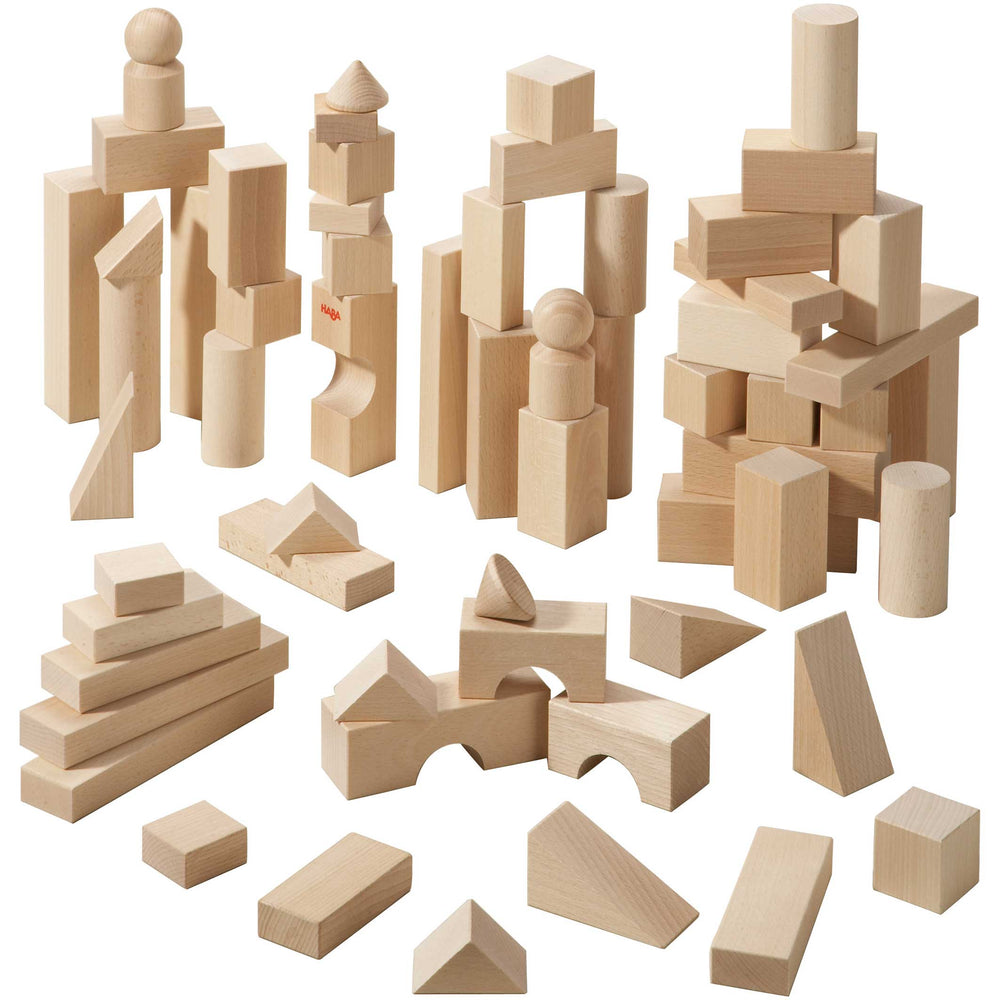 HABA Basic Building Blocks - 60 Piece Large Starter Set for Kids