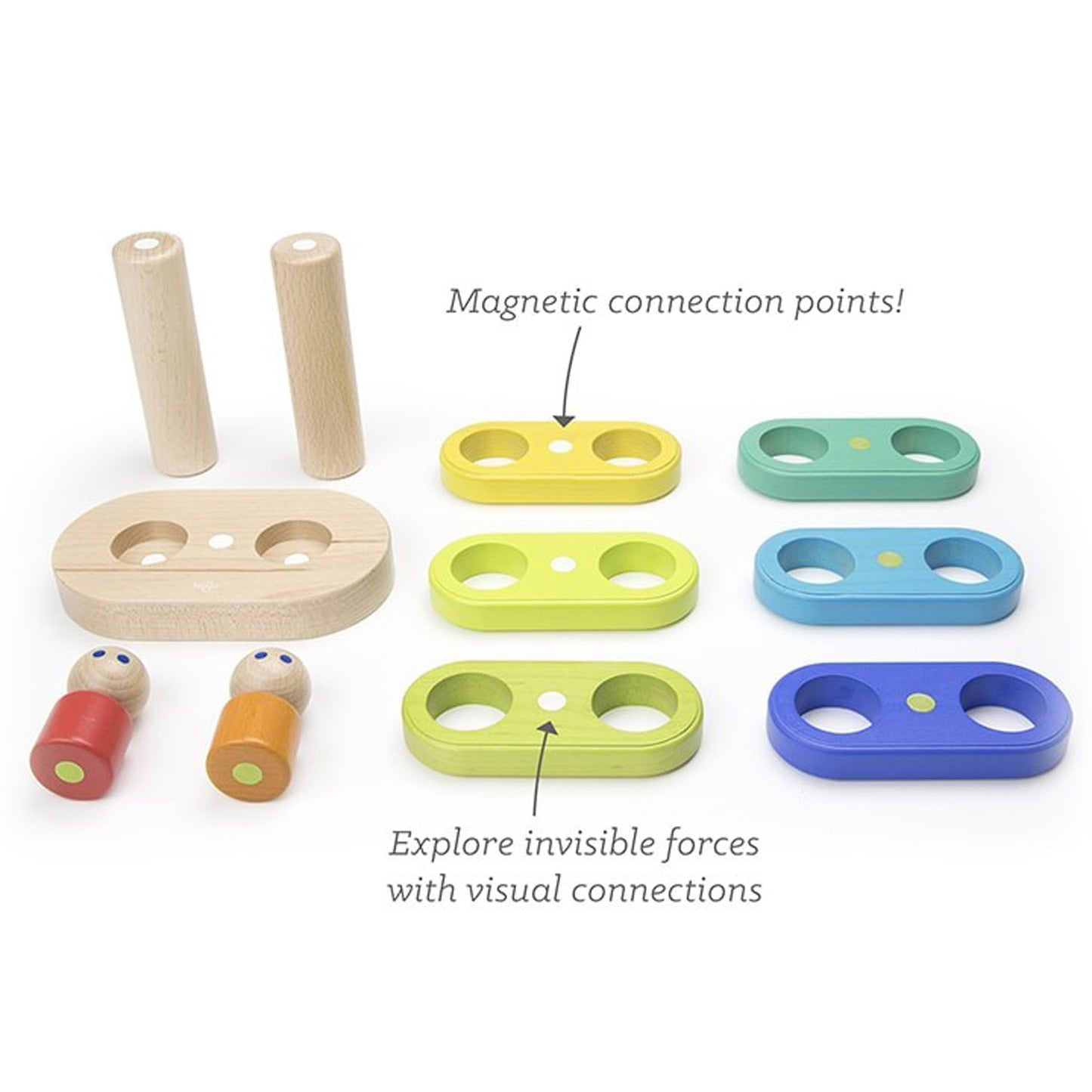 Tegu 11-Piece Magnetic Floating Wooden Stacker - Rainbow