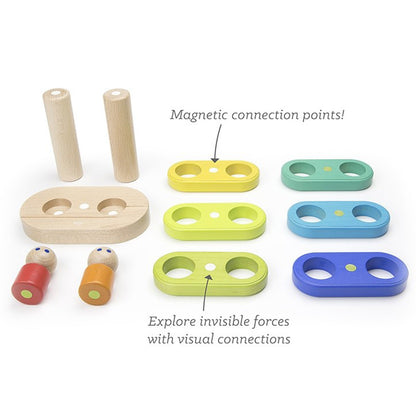 Tegu 11-Piece Magnetic Floating Wooden Stacker - Rainbow