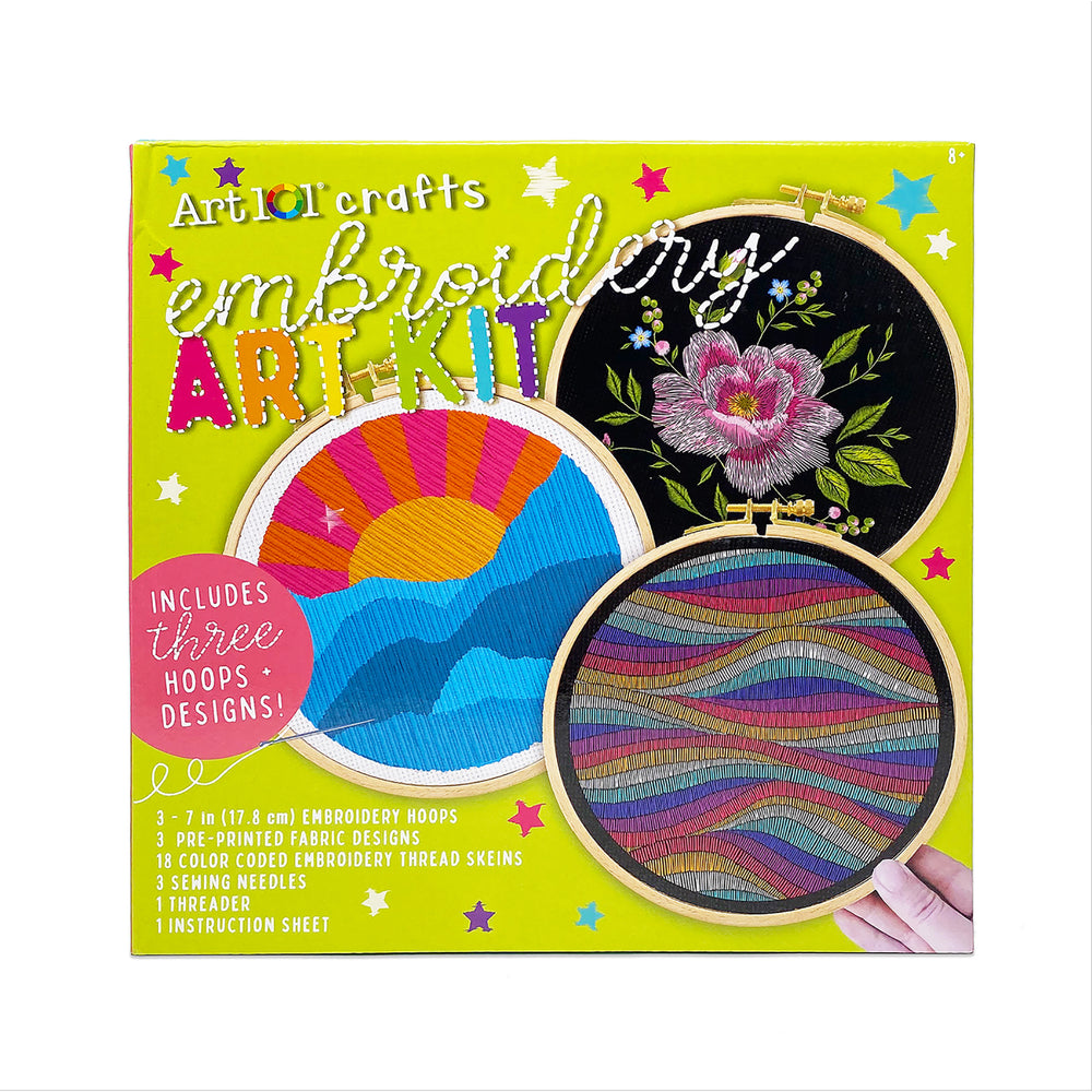 Art 101 Beginner's Embroidery Art Kit - 3 Design Projects