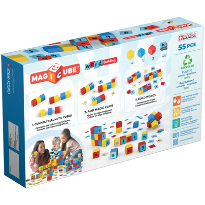 Geomag Magicube 55-Piece Recycled Word Building Set - Educational Toy