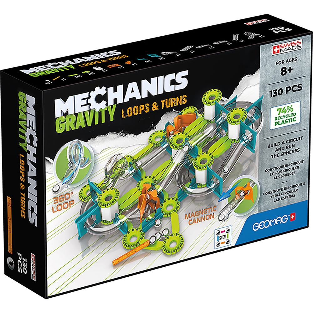 Geomag Mechanics Gravity 130-Piece Recycled Construction Set - Loops & Turns