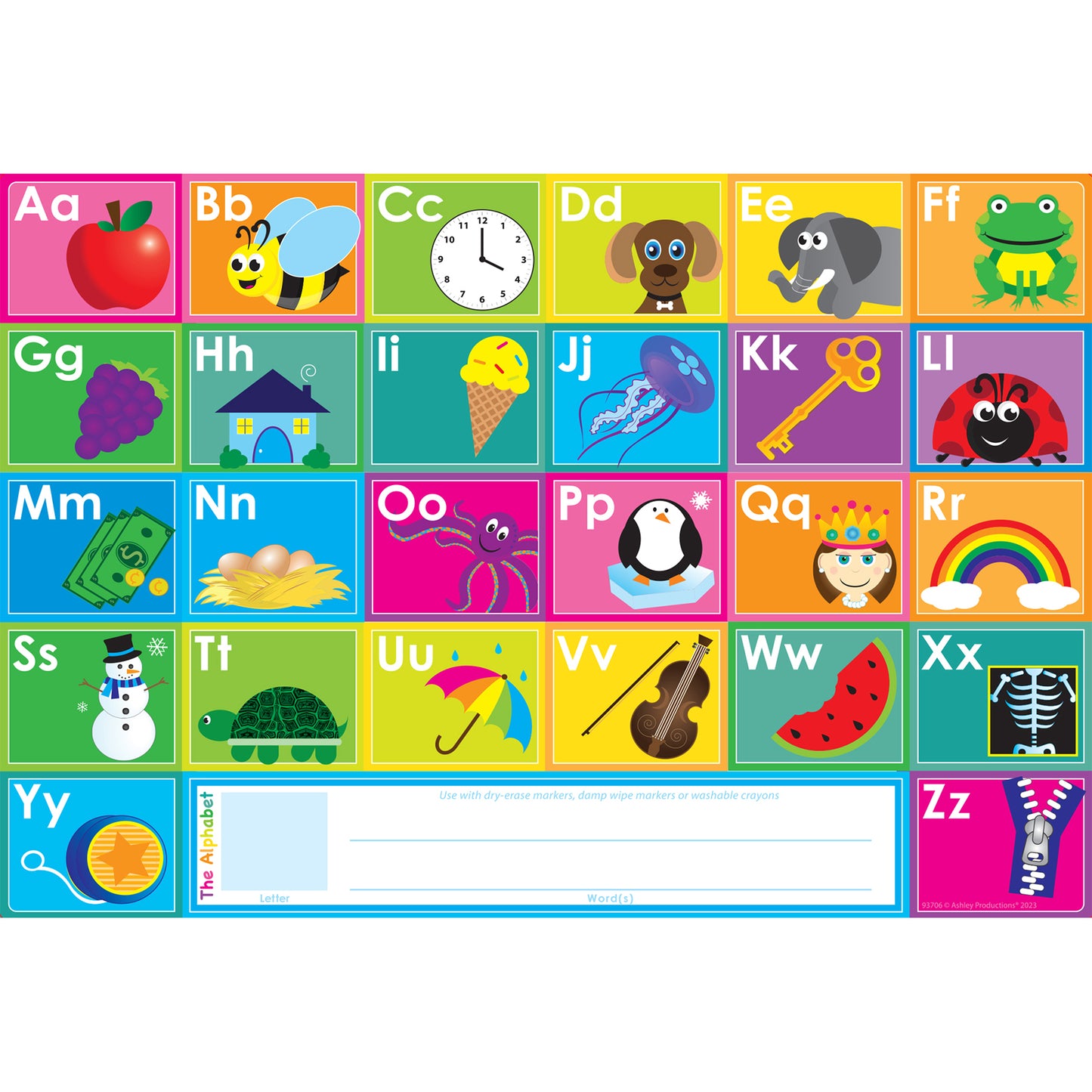 Ashley Productions Smart Poly ABC's Learning Placemat - 13" x 19" - Pack of 10