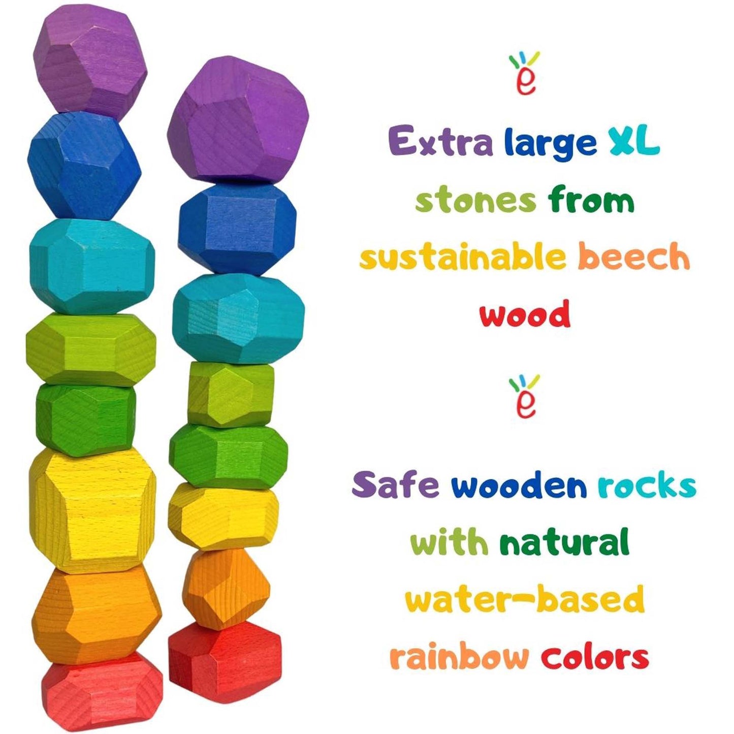 Extasticks Stackalino XL Wooden Balancing Stacking Rocks Set