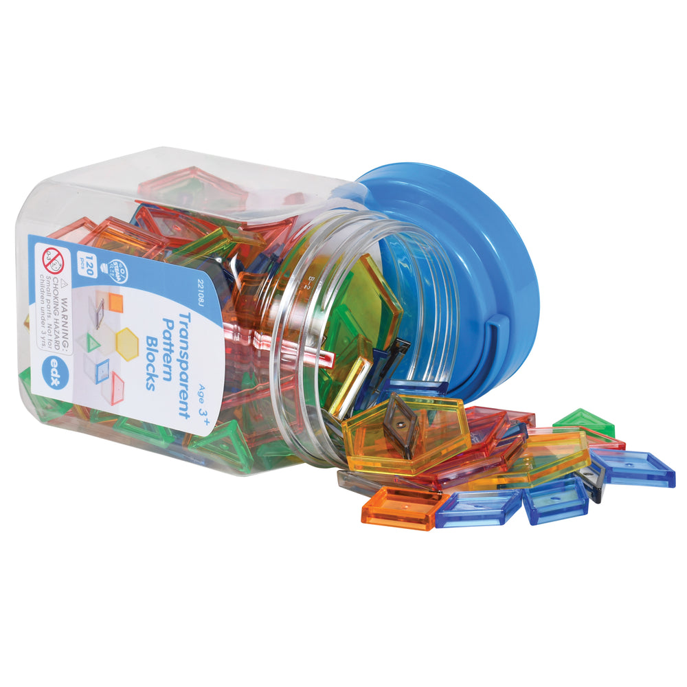 edxeducation Transparent Pattern Blocks - Mini Jar - 120 Pieces