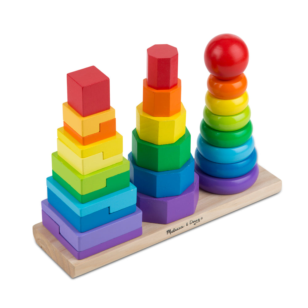 Melissa & Doug Geometric Stacker - Educational Toddler Toy with 25 Colorful Wooden Pieces