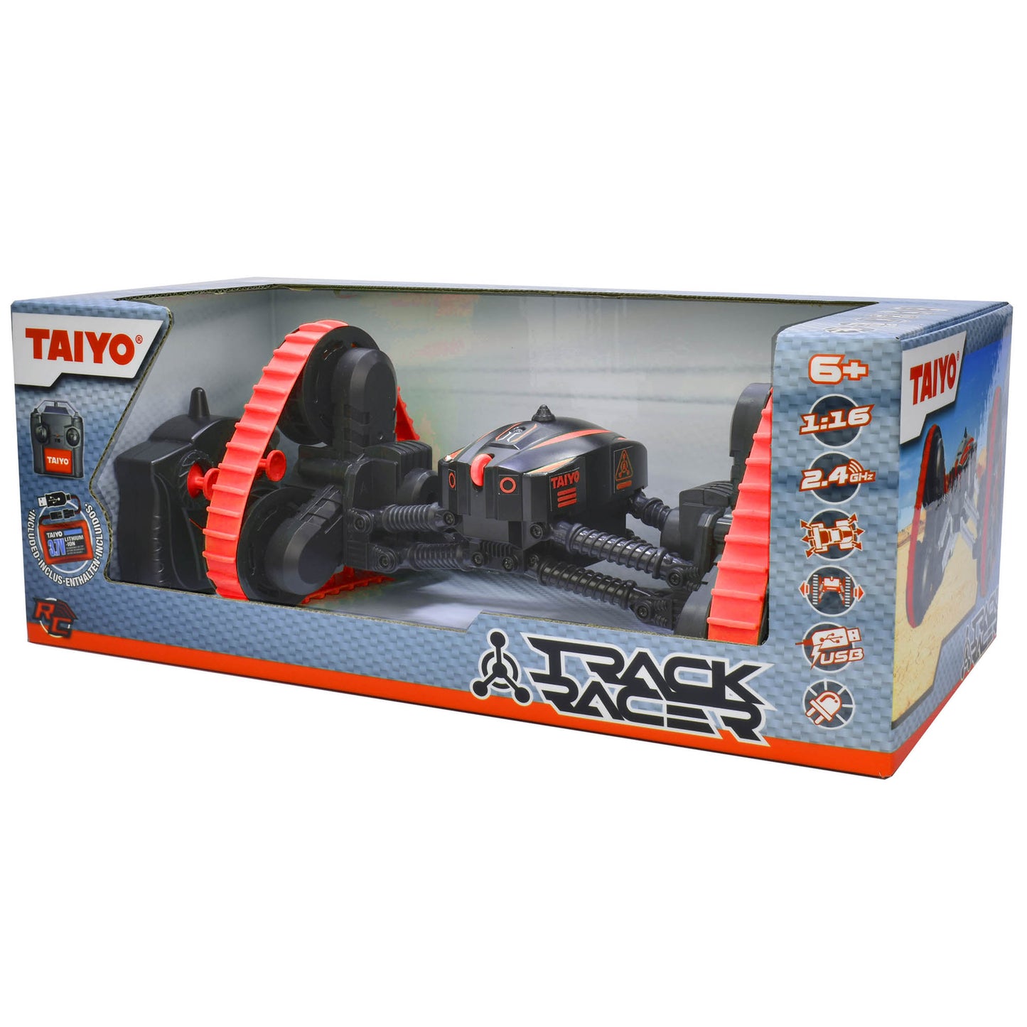 Taiyo High-Speed Track Racer 1:16 Scale R/C Vehicle - Red/Black